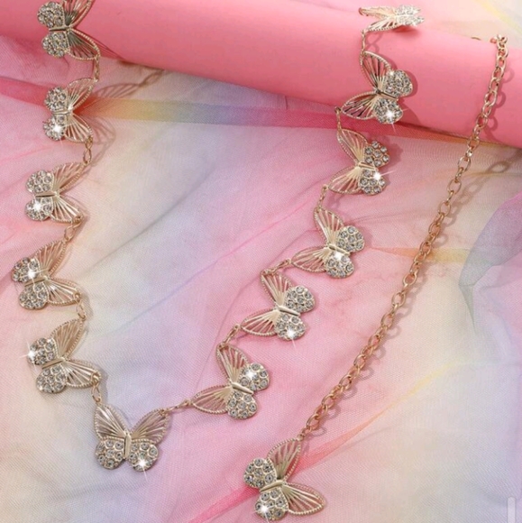 ButterflyMetallic Gold Rhinestone Belt - Picture 2 of 7